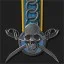Skull and Sabres on Iron Chain