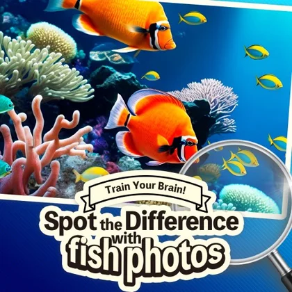 Train Your Brain! Spot the Difference with fish photos cover art