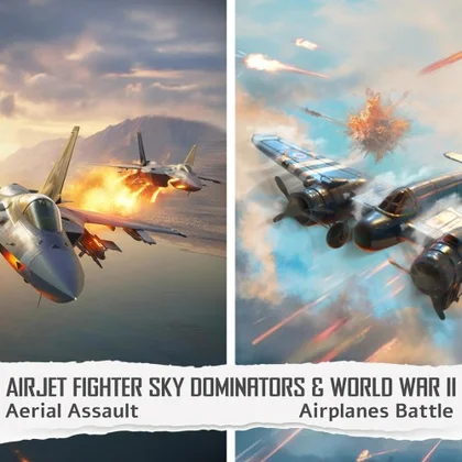 AirJet Fighter Sky Dominators: Aerial Assault & World War II - Airplanes Battle cover art