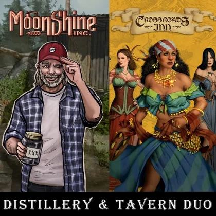 Distillery & Tavern Duo: Moonshine Inc. + Crossroads Inn: A Fantasy Tavern Sim cover art