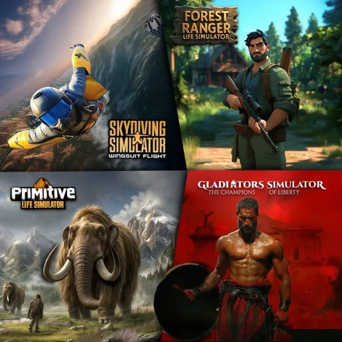 MEGA SIMULATOR BUNDLE - Forest Ranger Life Simulator / Primitive Life Simulator / Gladiators Simulator: The Champions of Liberty / Skydiving Simulator: Wingsuit Flight cover art